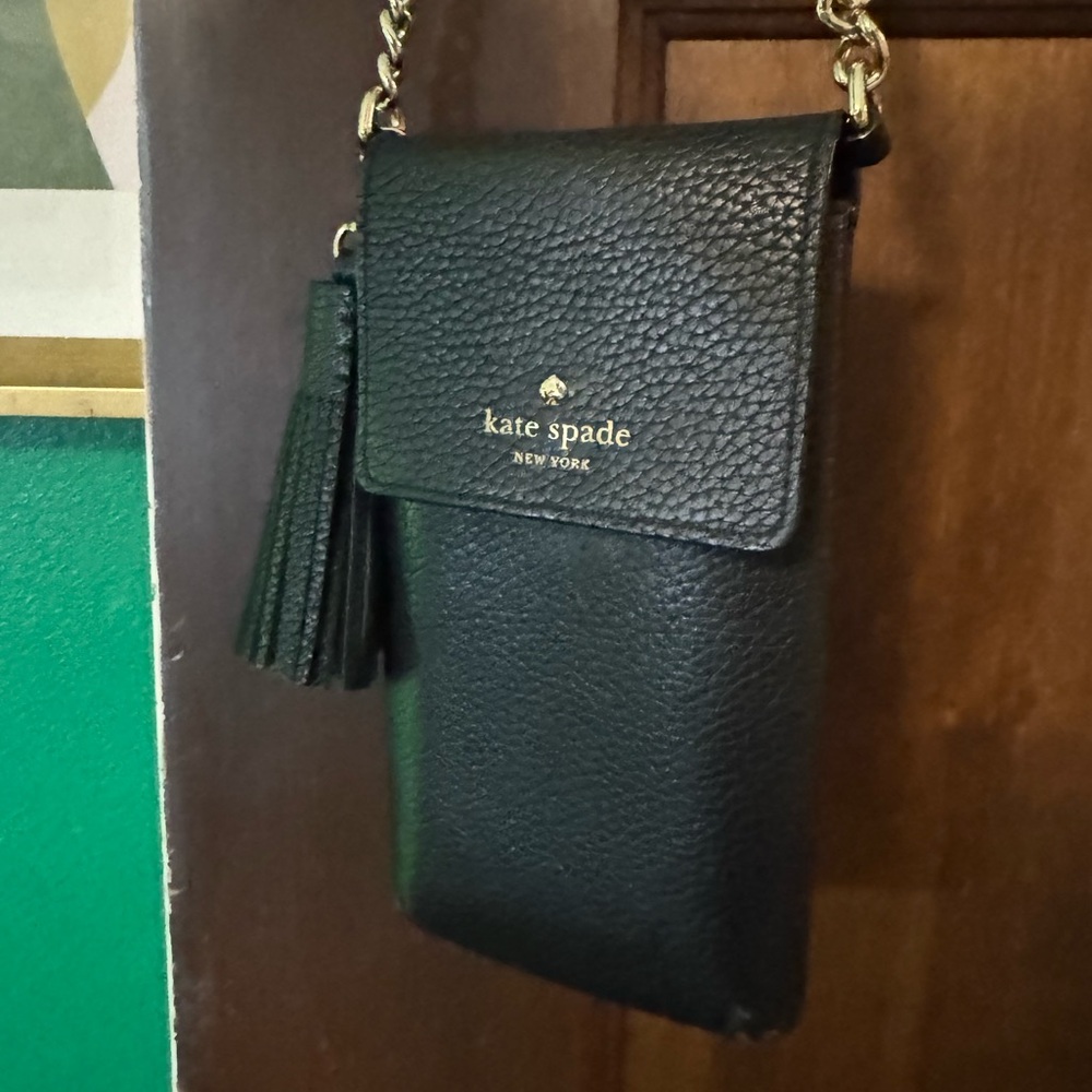 Kate Spade Black Leather Phone Wallet Crossbody Bag - Picture 2 of 7